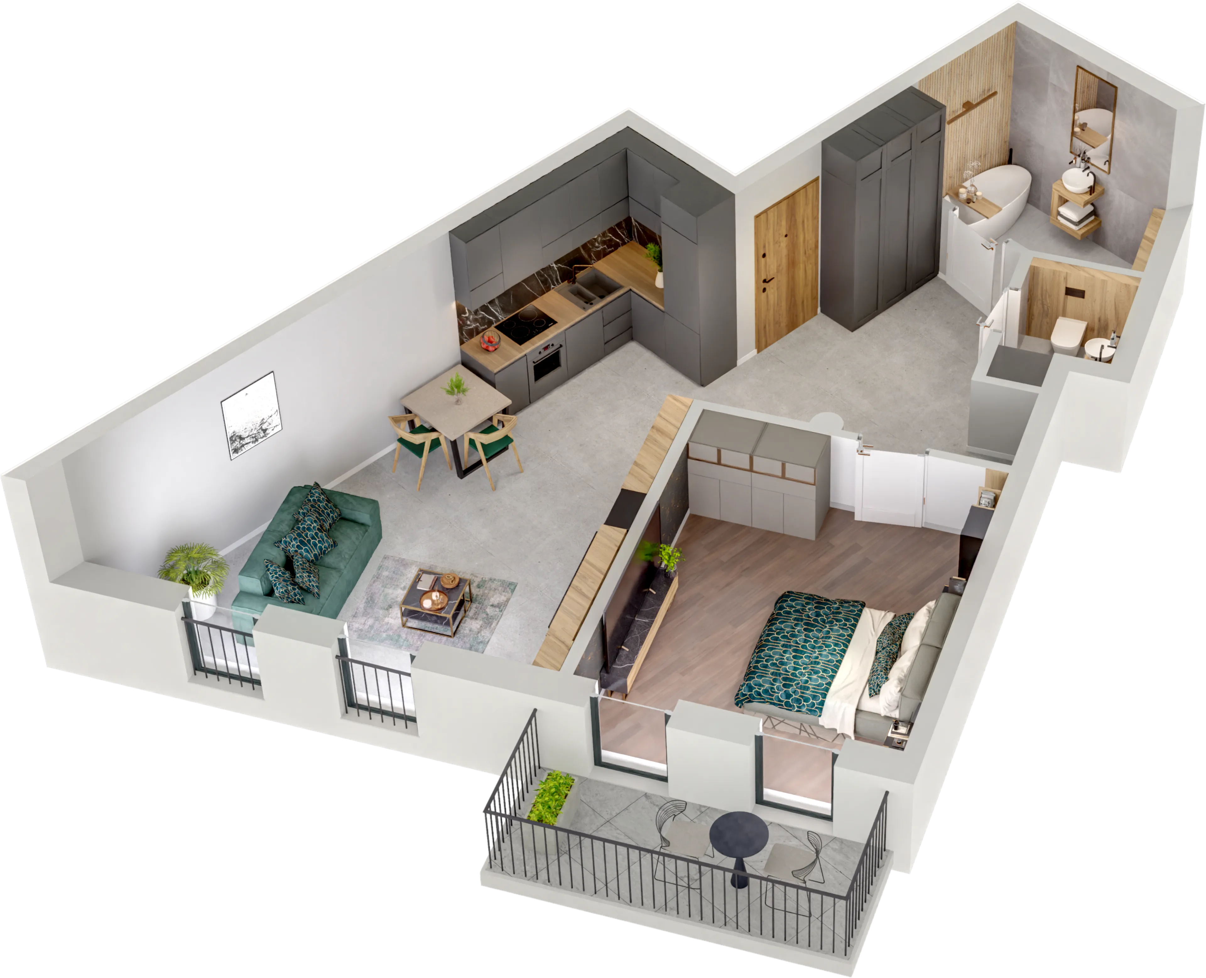 Rzut 3D apartamentu nr 12