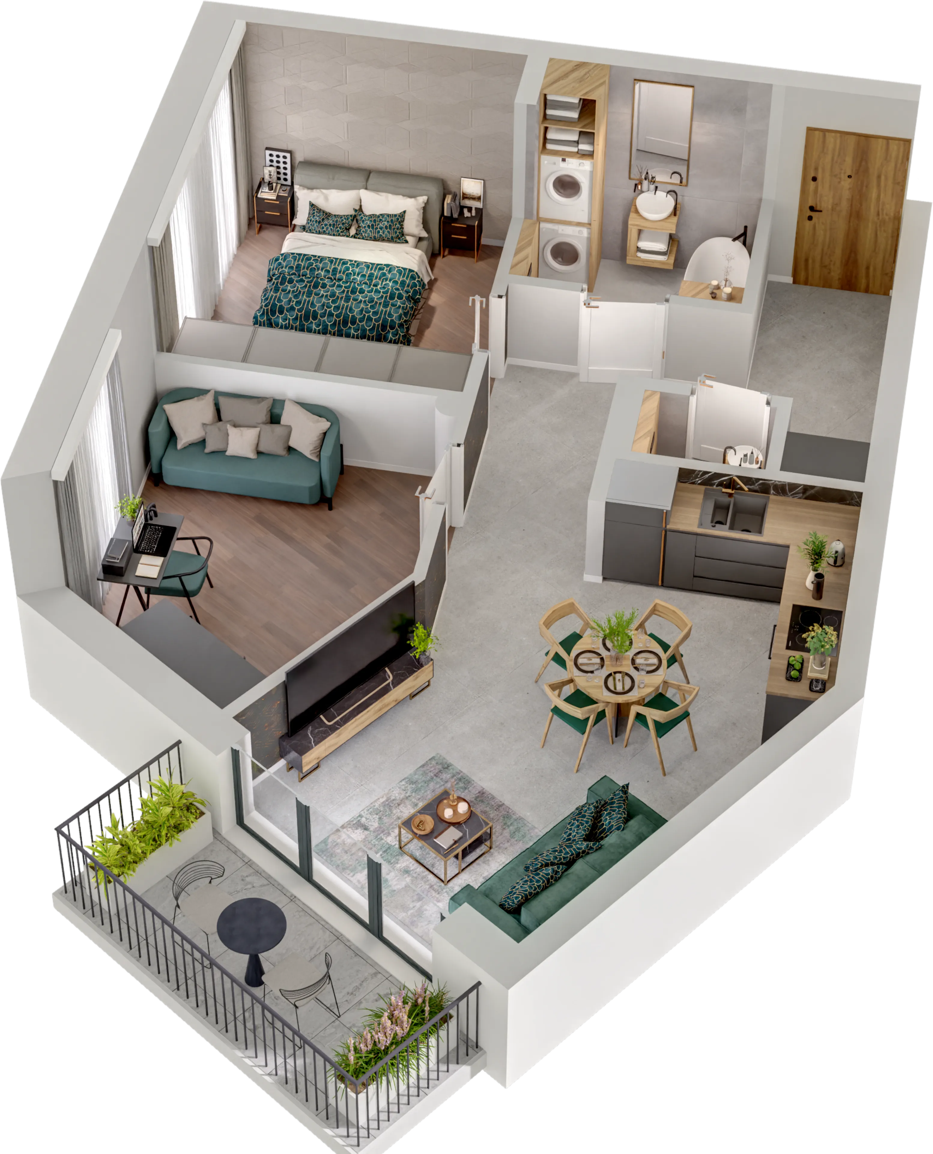 Rzut 3D apartamentu nr 13