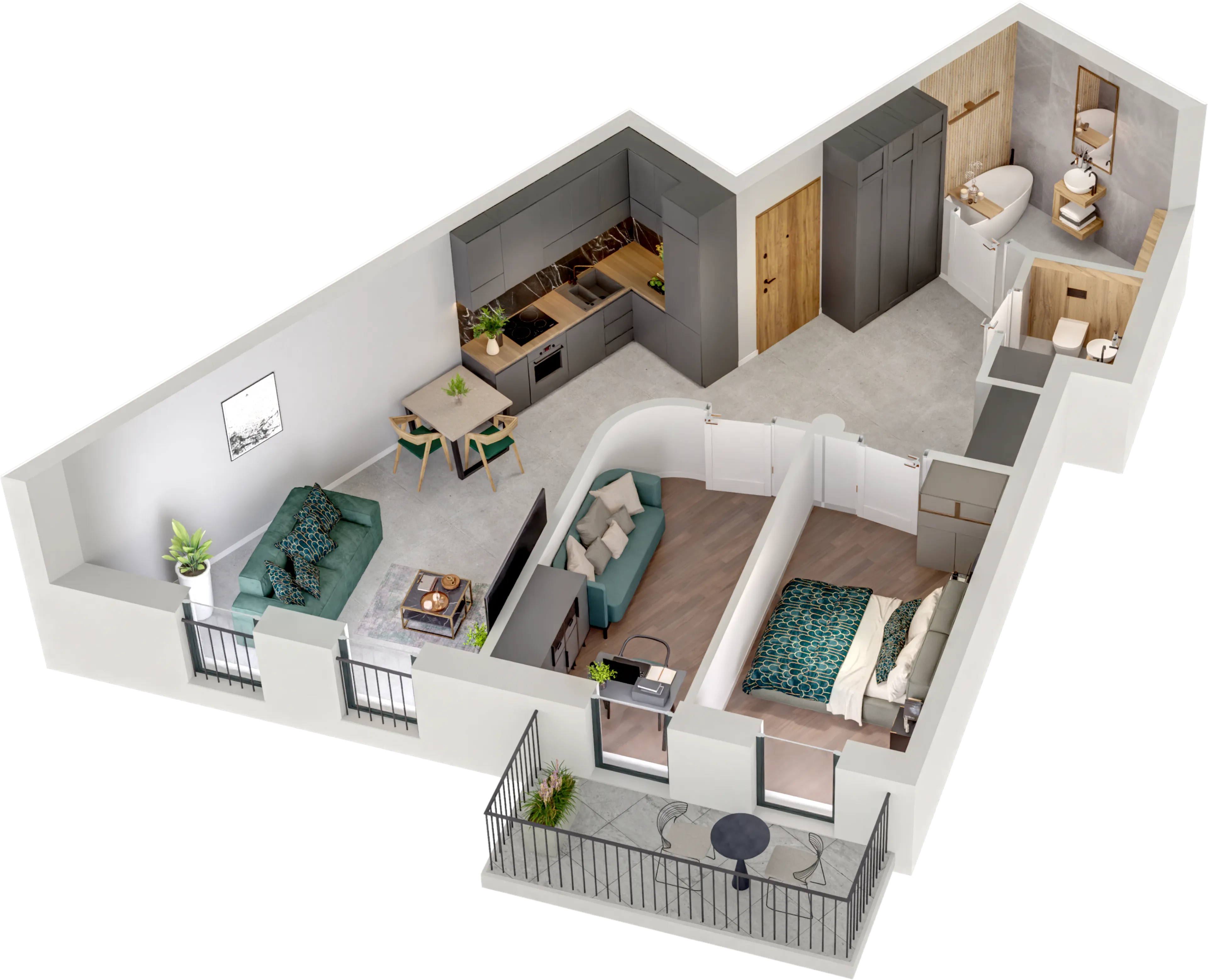 Rzut 3D apartamentu nr 18