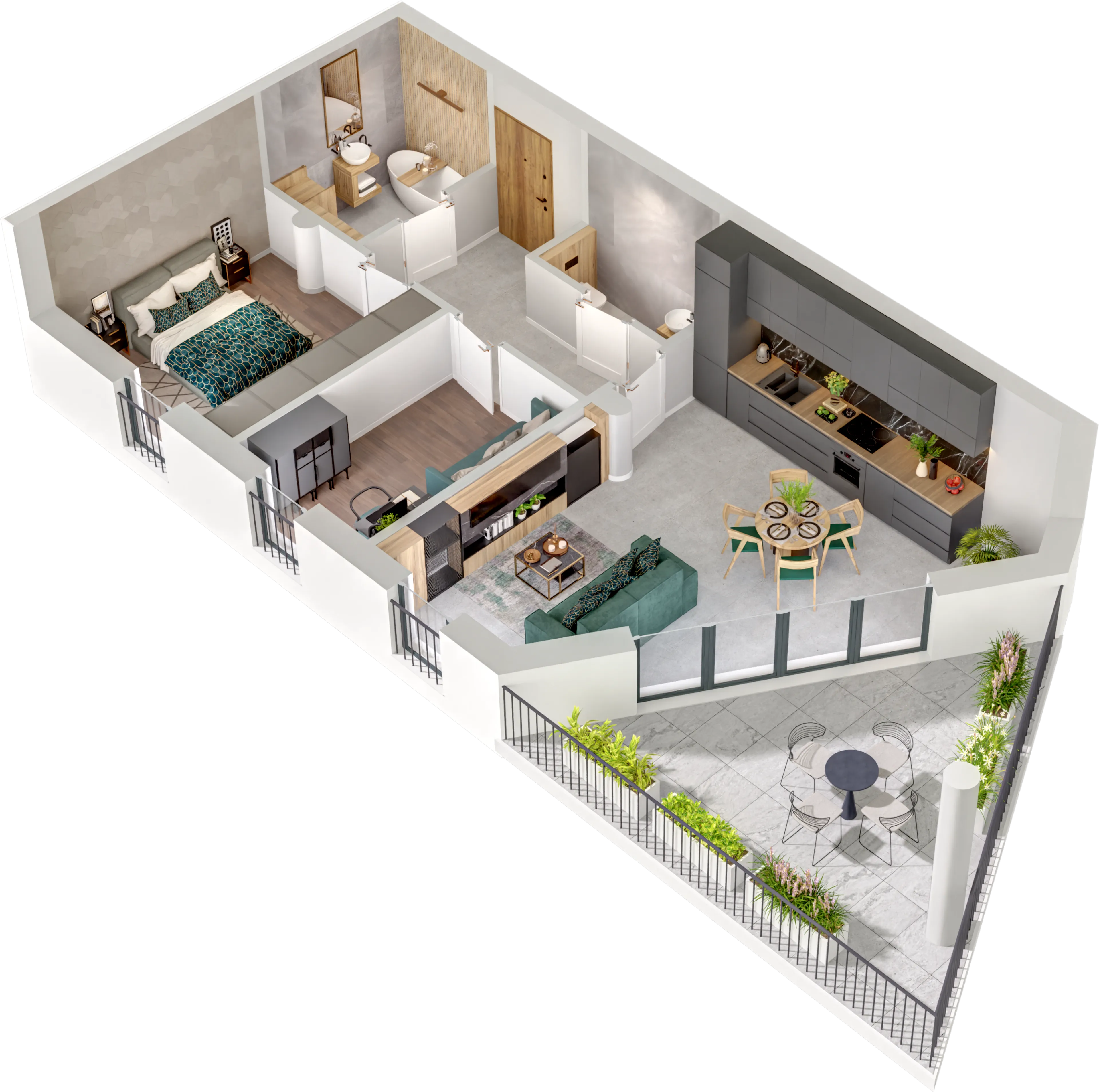 Rzut 3D apartamentu nr 5