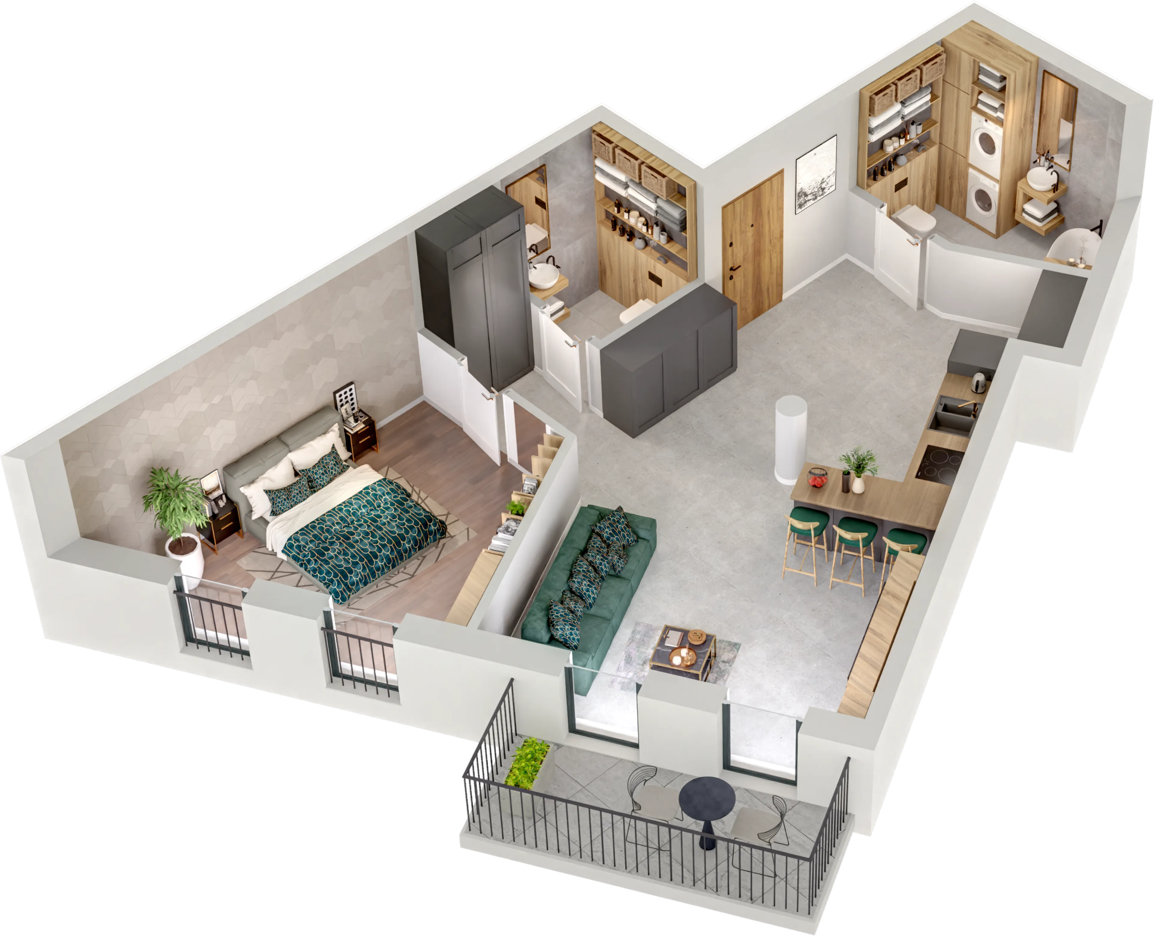 Rzut 3D apartamentu nr 6